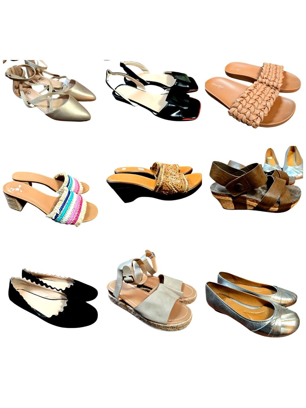 Bulk Women’s Flats Sandals Shoe Lot Of 9 Name Brand Wholesale Reseller Great ROI